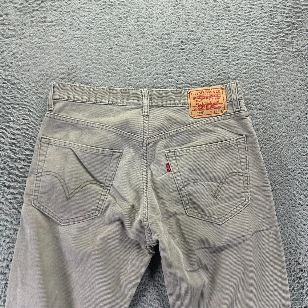 Vintage Levi's 505 Pant Mens 32x30 Gray Cotton Corduroy Chino Straight Business